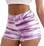[Generic] Womens Summer Shorts Baggy Trendy Relaxed Fit Hiking Comfy Shorts 2025 for Yoga Lounge Running, B-purple, Small