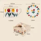 Retro Tulip Flower Coffee Cup With Saucer Milk Tea Cappuccino Drink Cup Gifts