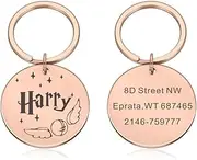 Custom Engraved Stainless Steel Dog Tags Personalized Pet ID Tags Nameplates Anti-Lost Cat and Dog ID Tags Pendants Pet Collar Accessories,Rose Gold,20mm X 20mm