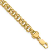 7 Inch 14K 7In 7.5mm Solid Double Link Charm Bracelet
