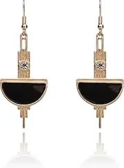 LOVETT& CO Art Deco Black Enamel Earrings - Vintage Crystal Drop Earrings, Elegant Diamante Dangle Earrings for Women, Antique Style Jewellery