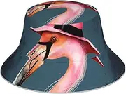 [FHEDVBN] Halloween Flamingo Witch Hat Bucket Hat for Men Women Fashion Sun Cap Packable Outdoor Fisherman Cap Visor Hat Black, Black, One Size