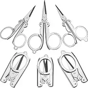 6 Pieces Portable Foldable Scissors Stainless Steel Folding Scissors for Travelling, 3 Sizes