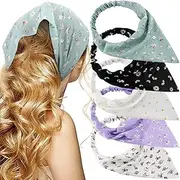 TOBATOBA Floral Hair Scarf Headband - 5 Pcs Bandanas for Women, Chiffon Boho Elastic Head Accessories for Girls