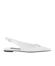 Dolce Gabbana Logo Lettering Pointed Toe Ballet Flats 37.5,38.5,38,39.5,39,40 White