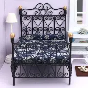 Dollhouse Bed Tiny Bed Kids Pretend Play Toy Bedroom Micro Scene 1:12 Scale