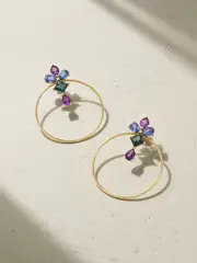 [Diane Kordas] Diane Kordas - 18-karat Gold Multi-stone Hoop Earrings - One size One size Gold