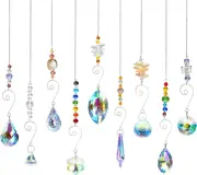 Crystal Suncatchers, Hanging Crystals Ornament Sun Catcher with Chain, 9 Pack G