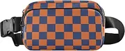 [Amooorous] Blue-orange Checkerboard Stylish Fanny Pack Waist Bag for Women Men Large Capacity Bum Bag Belt with Adjustable Strap for Travel Vacation Running, Blue-orange checkerboard, 1 size