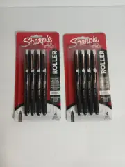 ☀️ (2Pack) Sharpie Rollerball Pens 0.5 mm Needle Point Black Ink 4/Pack 8 Total
