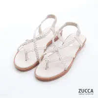 在飛比找Yahoo奇摩購物中心優惠-ZUCCA-編織素帶交叉涼鞋-白-z7003we