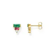 Stone Baguette Yellow Gold Ear Studs