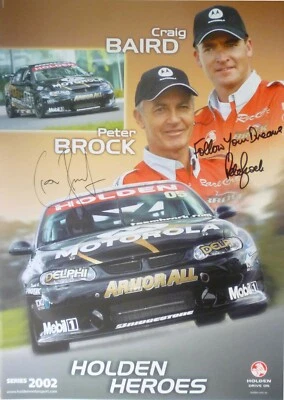 Peter Brock Signed Holden Heroes Poster Craig Baird Holden VX Commodore Motorola