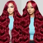 99J Burgundy Lace Front Wigs Human Hair 220 Density 13x6 Lace Front Wigs Huma...