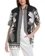 FARM Rio Macaw Elegance Uni Linen-Blend Shirt Black