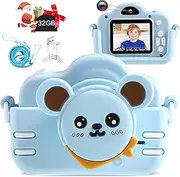 MINIBEAR 40MP Kids Camera for Boys and Girls, 1080P Digital Camera with Dual Lens, 2.0' Color Screen, Toddler Rechargeable Video Recorder with 32GB TF Card (Blue)