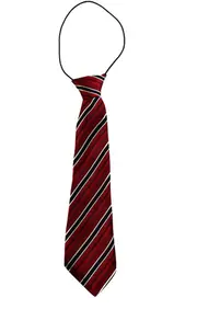 Kids Boys Red, White & Black Diagonal Patterned Elastic Neck Tie