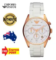 NEW EMPORIO ARMANI AR5920 WHITE/ROSE GOLD/WHITE SILICONE CHRONO WOMENS WATCH