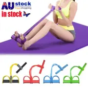 Pedal Resistance Band 4-Tube Sit-up Expander Elastic Pull Rope Fitness Tool AU