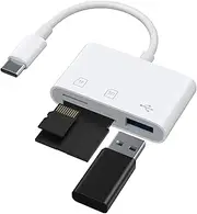 USB-C SD/TF/USB 2.0 Memory Card Reader for iPone 16/15 Pro Max Plus, 3 in 1 USB C Adapter for Samsung Galaxy S25/S24/S23, Android, Camera, PC, Laptop