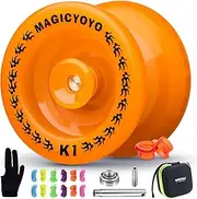 MAGICYOYO Responsive YoYo K1 for Kids 8-12 or Above with Yoyo Storage Bag + 12 Yoyo Strings,Yo-Yo Glove,Unresponsive Bearing Kit for Advanced Yoyo Tricks (Glow in The Dark Orange)