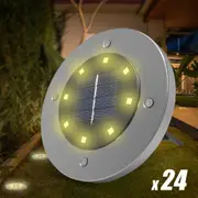 Oppsbuy Waterproof Solar Ground Lights Disk Recessed Outdoor Garden Lights 24 Pack Warm Light