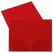 3pcs Plastic Folders with Pockets Letter Files Portfolio Storage Folder, Red