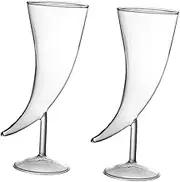 FONDOTIN 2Pcs Creative Horn Shaped Glass Goblet Transparent Cocktail Glasses for Elegant Parties and Design for Home Bars