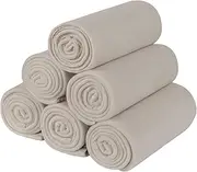 MAPLE HAVEN Fleece Throw Blankets 127 x 152 cm Pack of 6 Bulk Soft Warm Lightweight, Kid and Pet-Friendly Bulk Blanket Dog Cat, for Sofa Home Bed Dorm Office Travel Outdoors Gift, All Season (Beige)