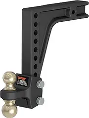 CURT HD Deep-Drop Adjustable Hitch Ball Mount with Dual Ball, 2-1/2" Shank, 20K #45939