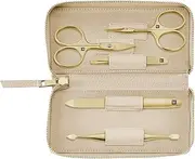 Zwilling Manicure Set (5 Pieces, Genuine Leather Case, Travel Set, with Nail Scissors and Cuticle Scissors), Premium, Gold Edition
