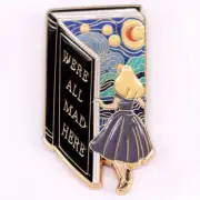 Alice In Wonderland Story Book Portal - Enamel and Metal Badge / Pin - FREE POST
