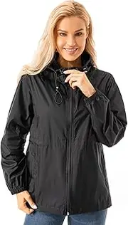 [mosingle] Rain Coats for Women Waterproof Jacket Packable Lightweight Raincoat Outdoor Windbreaker Jackets with Hoodie