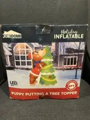 6ft Tall Puppy Putting a Tree Topper Christmas Inflatable