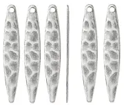 Drop, 50 Antiqued Silver Plated Hammered 28x5mm Oval Charm Leave Leaf