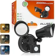 ALUSSO LIGHTING 25W 2000LM LED Security Lights with Motion Sensor 3CCT Adjustable 3000K 4000K 6500K Double Sensor Wall Light IP54 Waterproof Floodlights for Garden Patio Yard Porch