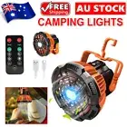 Portable Camping Fan LED Light Rechargeable Outdoor Tent Lantern w/ Hooks Remote