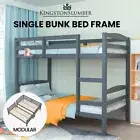 KINGSTON SLUMBER Single Bunk Bed Frame Kids Childrens Beds Wooden Timber Grey