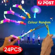 24pcs Led Glow Stick Shooters, Helicopter Rocket Flying Toy Flash Light Fun Game