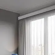 Heavy Duty Wall Mount Curtain Track Box with Double Rails, Decorative Aluminum Alloy Drapes Rod for Windows, White (190cm)