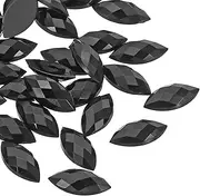 uxcell Marquise Gems, 100 Pcs 15x7mm Acrylic Rhinestones Flat Back Navette Horse Eye Crystal Gems for Jewelry Making DIY Craft, Black
