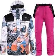 [Generic] Ski Suit Men Women Snowsuit Winter Jacket Warm Windproof Thickened Snowboard Pants Waterproof Ski Set For