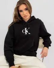 [Calvin Klein] Calvin Klein Women's Satin Ck Hoodie in Black Size XS XS Black
