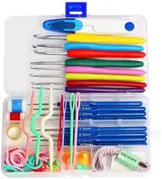 AIMALL Knitting Needles and Crochet Hooks Set, Yarn Sewing Tools Kit with Soft Grip Handles, Stitch Markers, Scissors, and Box for DIY Craft Projects