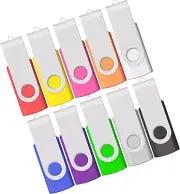 4GB USB Flash Drive, Flash Stick 4 GB 10 Pack Memory Stick Swivel Thumb Drives