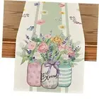 Vase Bloom Tulip Lavender Summer Table 13" x 108", Table Runner Green/White