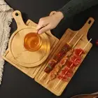 Rectangle Cutting Board Wooden Steak Plate Bread Fruit Sushi Tray Food Display
