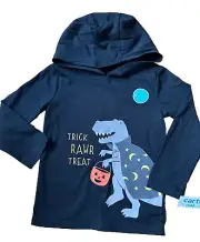 CARTERS Trick Rawr Treat Dinosaur Glow In The Dark Hooded Long Sleeve Tee 3T