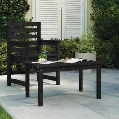 Garden Table Black 825 x 505 x450 mm Solid Wood Pine