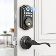 Keyless Entry Door Lock with Handle - 2 Lever Handles, Fingerprint Door Lock,...